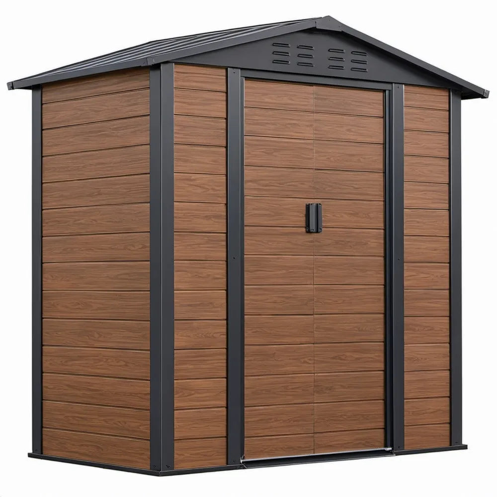 Tuinschuur met dubbele schuifdeur, 213 x 127 x 185 cm, bruin/antraciet