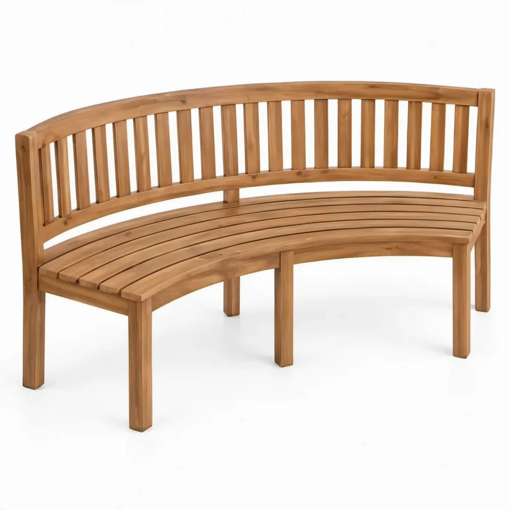 Halfronde tuinbank van massief acaciahout, naturel bruin, 160 x 60 x 90 cm