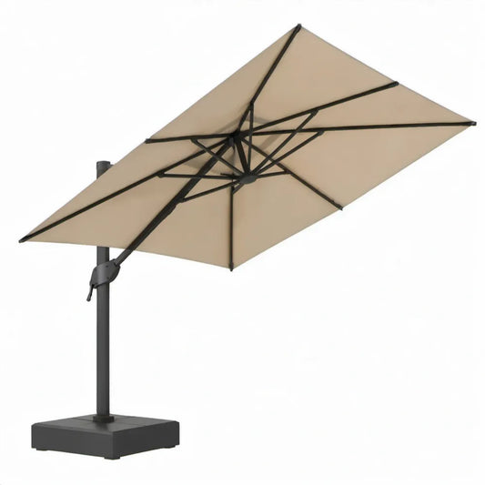 Rechthoekige zweefparasol 300 x 400 cm Beige met zwart aluminium frame