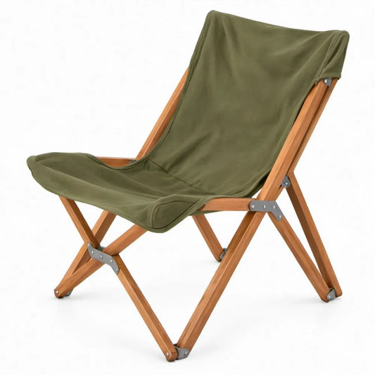 Inklapbare vlinderstoel van beukenhout en polyester, 80 x 60 x 95 cm, olijfgroen