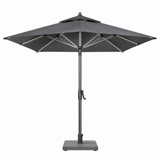 Vierkante tuinparasol 300 x 300 x 250 cm met voet en handzwengel – Antraciet