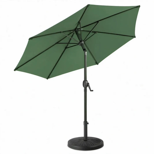 Rechthoekige groene tuinparasol 300 x 200 cm met zwart stalen frame en zwengel