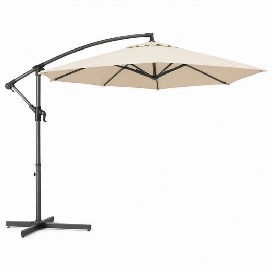 Zweefparasol 300 x 300 cm Beige met Zwart Stalen Frame