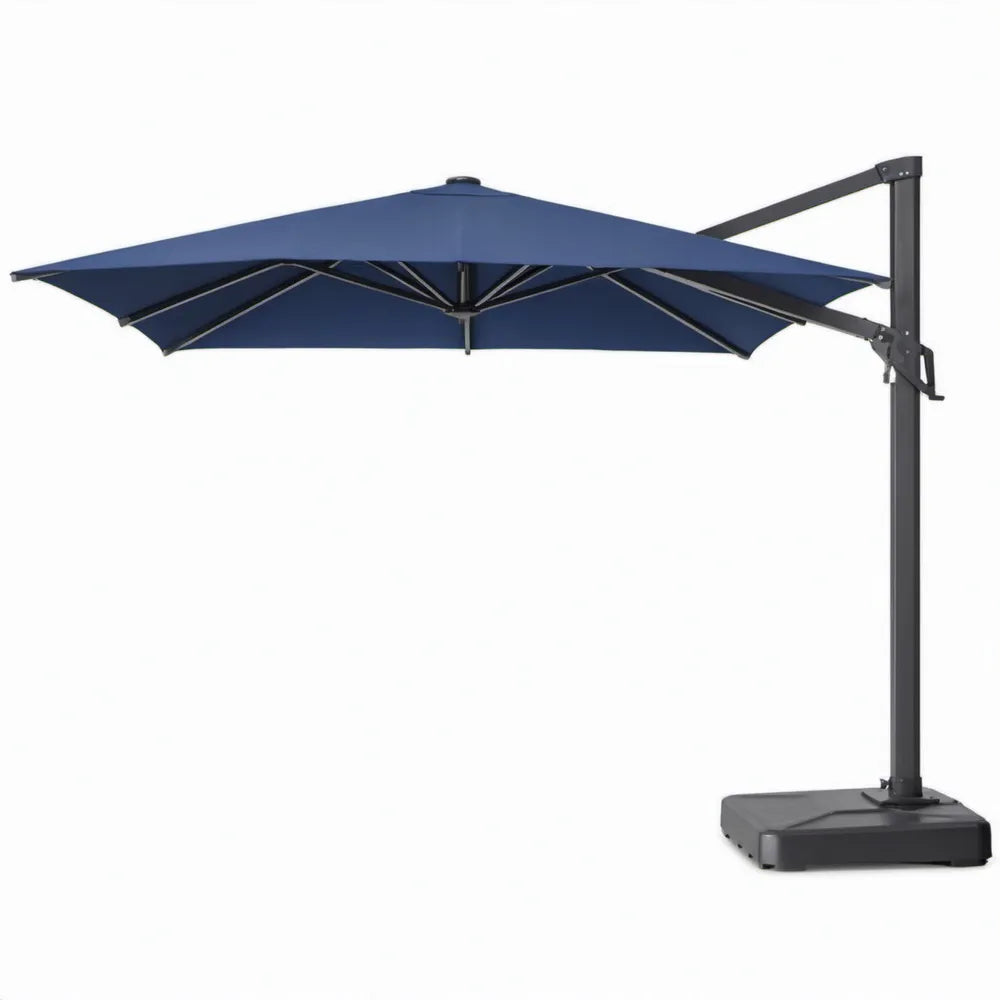 Zweefparasol 300 x 300 cm Donkerblauw met Zwart Stalen Frame en Voet