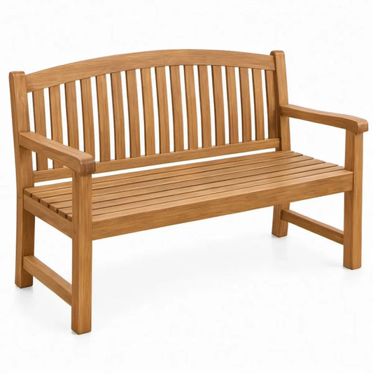 2-zits tuinbank met armleuningen 120 x 65 x 92 cm naturelbruin massief teakhout