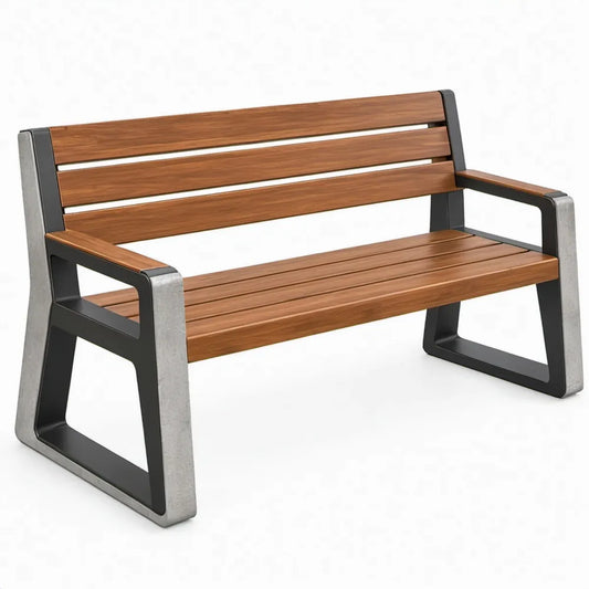 Tuinbank met armleuningen 120 x 60 x 80 cm van acaciahout en staal - Bruin/Zwart