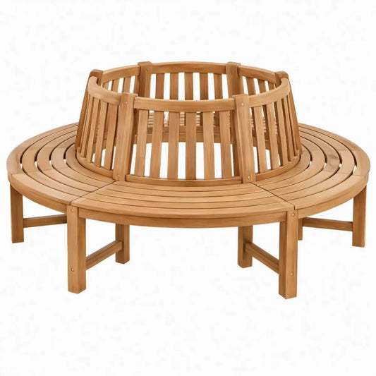 Ronde boombank van massief eucalyptushout lichtbruin Ø 160 x 85 cm, 4-delig